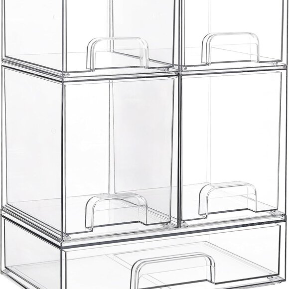 Versatile 5-Drawer Stackable Organizers for Clear Tidy Spaces - Non-Slip Design